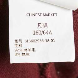 Max Mara Burgundy Wool Slim Fit Trousers S