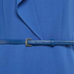 Pre Owned Max Mara Blue Wool Belted Midi Dress L