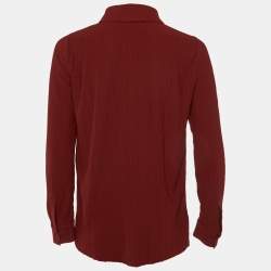 Max Mara Leisure Burgundy Crinkled Crepe Button Front Shirt S