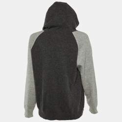 Pre Owned Max Mara Grey M Intarsia Cashmere Hooded Sweater L