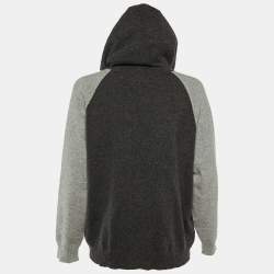 Pre Owned Max Mara Grey M Intarsia Cashmere Hooded Sweater L