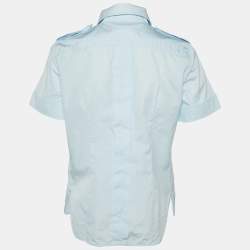 Pre Owned Max Mara Blue Cotton Short Sleeve Shirt M