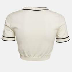 Max Mara White Cotton Knit Round Neck Cropped Top M