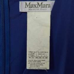 Pre Owned Max Mara Blue Cotton Belted Midi Dress S