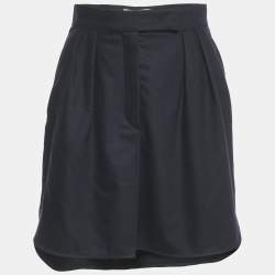 Max Mara Navy Blue Wool Pleated Skirt M