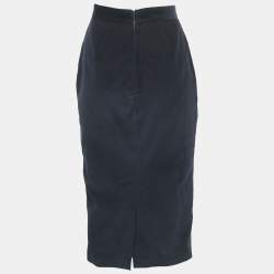 Max Mara Navy Blue Corduroy Button Detail Midi Skirt M