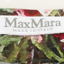 Max Mara Green Floral Printed Silk Canneti Pants S