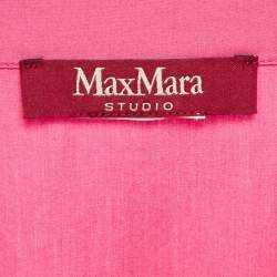 Pre Owned Max Mara Pink Cotton Pleated Midi Shirt Dress L