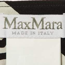 Max Mara Monochrome Printed Silk Wrap Top M