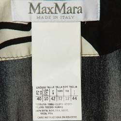 Max Mara Monochrome Printed Silk Wrap Top M