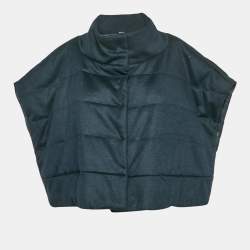 Max Mara Leisure Navy Blue Wool Blend Sleeveless Down Jacket M