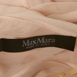 Max Mara Pink Silk Chiffon Gathered Sleeveless Long Dress S