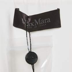 Pre Owned Max Mara White Satin and Silk Fringed Long Sleeve Maxi Dress M