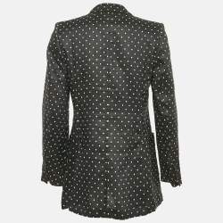 Max Mara Black Dotted Ramie Single Breasted Blazer M