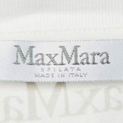 Pre Owned Max Mara White/Gold Patched Cotton Crew Neck T-Shirt L