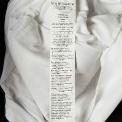 Pre Owned Max Mara White/Gold Patched Cotton Crew Neck T-Shirt L
