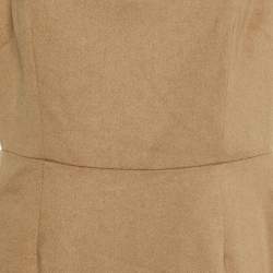 Pre Owned Max Mara Light Brown Camel Hair Sleeveless Sheath Dress L