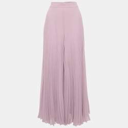 Max Mara Purple Chiffon Plisse Flared Trousers M