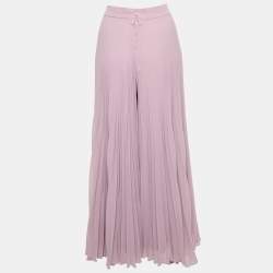 Max Mara Purple Chiffon Plisse Flared Trousers M