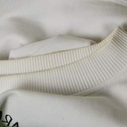 Pre Owned Max Mara White Printed Cotton Knit Crew Neck Crop Top XS