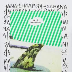 Pre Owned Max Mara White Printed Cotton Knit Crew Neck Crop Top XS