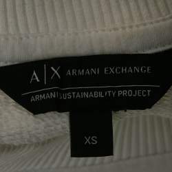 Pre Owned Max Mara White Printed Cotton Knit Crew Neck Crop Top XS