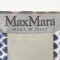 Max Mara Navy Blue & White Printed Silk Tunic S