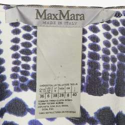 Max Mara Navy Blue & White Printed Silk Tunic S