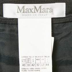 Max Mara Black Linen Pleated Maxi Wrap Skirt L