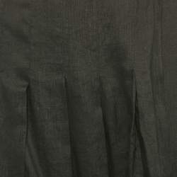 Max Mara Black Linen Pleated Maxi Wrap Skirt L
