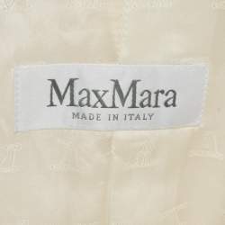 Max Mara Cream Textured Wool and Cotton Double Breasted Blazer L
