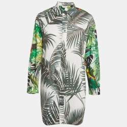 Pre Owned Max Mara Multicolor Tropical Print Diego Oversized Shirt Dress L