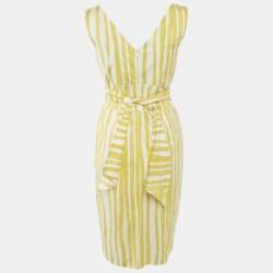 Max Mara Yellow Printed Cotton Short Dress M
