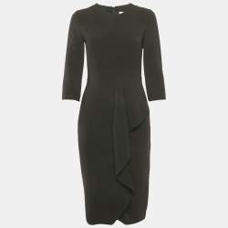 Max Mara Black Wool Ruffled Midi Dress XS