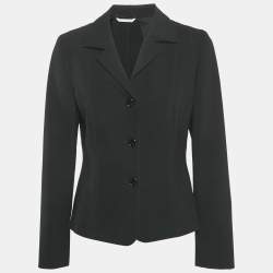 Max Mara Black Crepe Button Front Blazer M