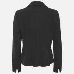 Max Mara Black Crepe Button Front Blazer M