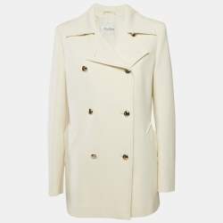 Max Mara Cream Wool Double Breasted Short Coat L