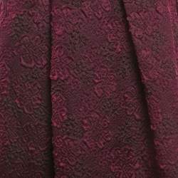 Max Mara Burgundy Floral Embossed Organza Silk Maxi Skirt M