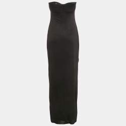 Pre Owned Max Mara Black Jersey Strapless Maxi Dress M