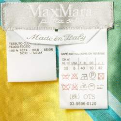 Pre Owned Max Mara Green/Yellow Striped Silk Midi Skirt M