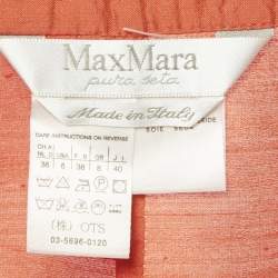 Pre Owned Max Mara Orange Taffeta Silk Wrap Around Top S