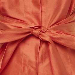 Pre Owned Max Mara Orange Taffeta Silk Wrap Around Top S