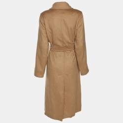 Pre Owned Max Mara Brown Camel Wool Button Front Belted Coat M