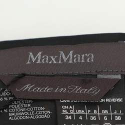 Pre Owned Max Mara Black Cotton Blend Pleated Midi Skirt S