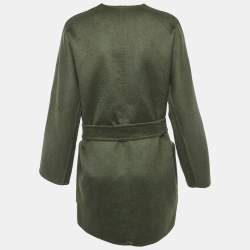 Pre Owned Max Mara Olive Green Cashmere Reversible Short Coat S