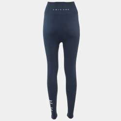 Pre Owned Max Mara Leisure Blue Logo Jersey Leggings S 