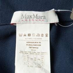 Pre Owned Max Mara Leisure Blue Logo Jersey Leggings S 