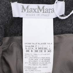 Pre Owned Max Mara Grey Wool Blend Pleated Maxi Skirt S