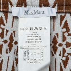 Pre Owned Max Mara Brown Logo Pattern Knit Anagni Shorts L
