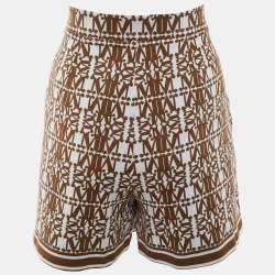 Pre Owned Max Mara Brown Logo Pattern Knit Anagni Shorts L